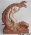 Céramique de Beauce - Figurine L-177 Beige lampe avec nue