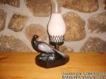 Céramique de Beauce - Oiseau L-169 Noir moiré gris lampe oiseau